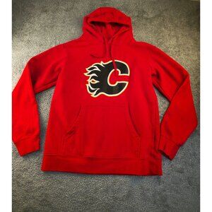Calgary Flames Red Hooded Sweatshirt Fanatics NHL Logo Pullover M